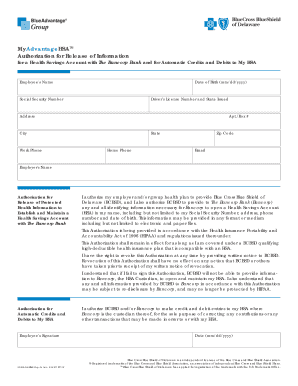 BlueAdvantage HSA Authorization Form