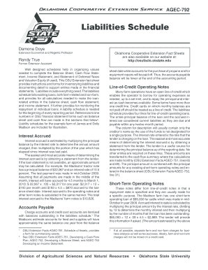 Liabilities Schedule - Department of Agricultural Economics - agecon okstate