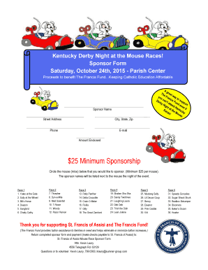 Kentucky Derby Night at the Mouse Races Sponsor Form - sfastl