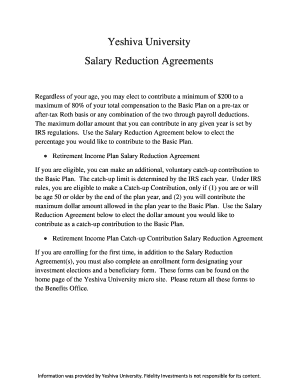Yeshiva University Retirement Income Plan Salary Reduction Agreement