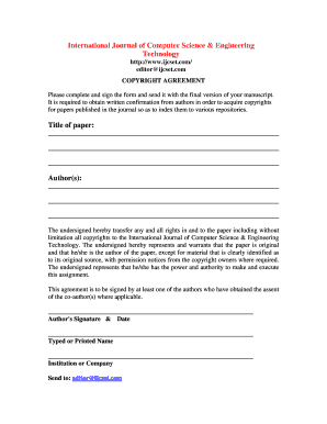 Copyright Agreement for Journal Publication