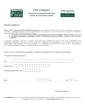 Hungarian Tax Statement for Cash Payments