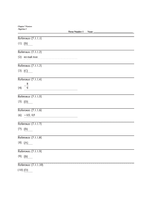 Algebra 2 Chapter 7 Review Form