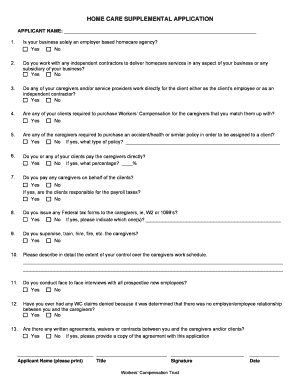 Home Care Supplemental Application