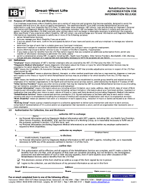 Rehabilitation Services Authorization Form
