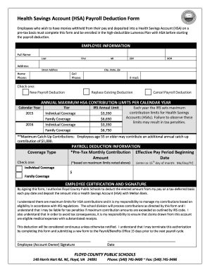 HSA Payroll Deduction Form