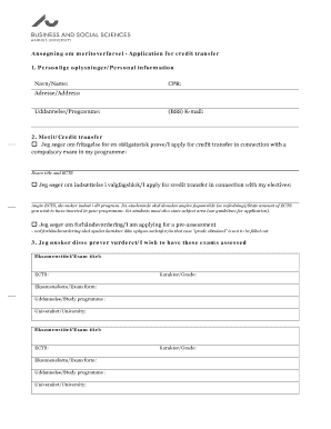 Application for Credit Transfer