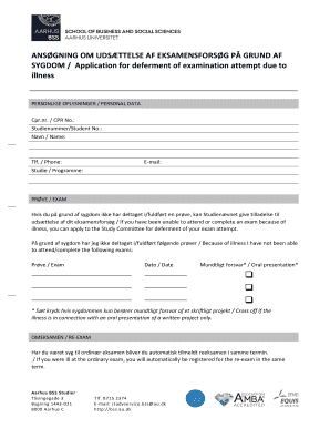 Application for Deferment of Examination Due to Illness