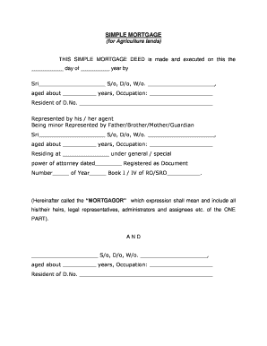 Simple Mortgage Deed for Agriculture Land