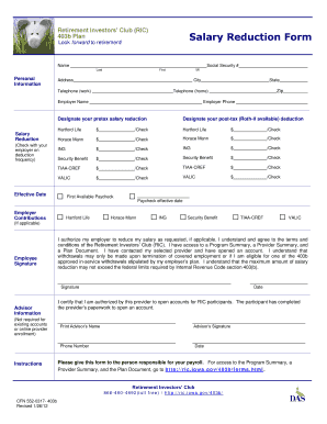 403b Plan Salary Reduction Form
