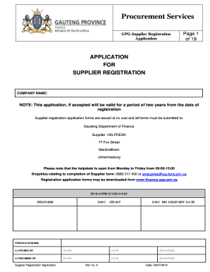 Gauteng Supplier Registration Application