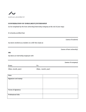 Confirmation of Enrolment/Internship