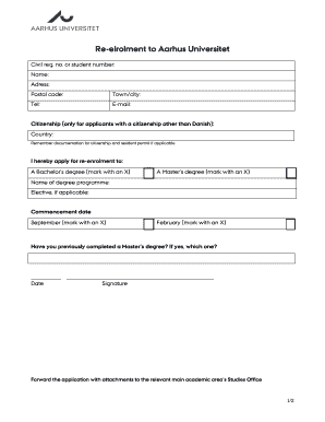 Aarhus University Re-enrolment Form