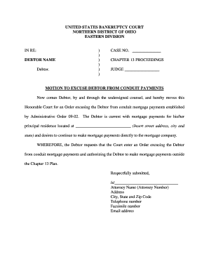 Motion to Excuse Debtor from Conduit Payments