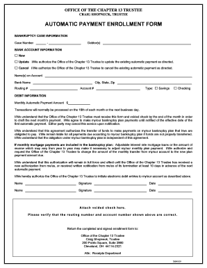 Chapter 13 Trustee Automatic Payment Enrollment Form