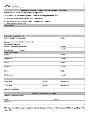 Bachelor's Thesis Submission Form