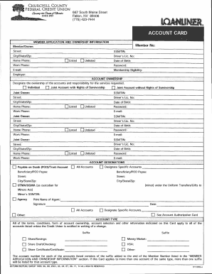 Churchill County Federal Credit Union Account Card