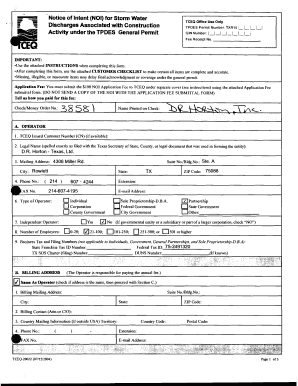 TCEQ General Permit Application