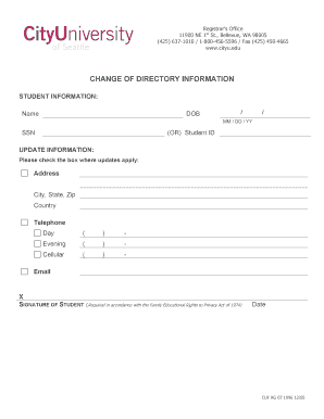 Change of Directory Information Form