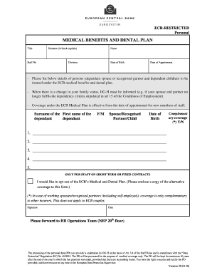ECB Medical Benefits and Dental Plan Form