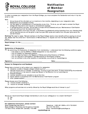 Royal College Member Resignation Declaration