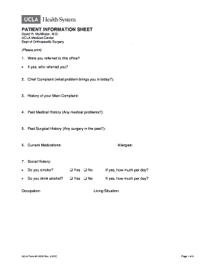 UCLA Patient Information Sheet