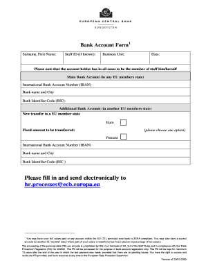 EU Bank Account Registration Form