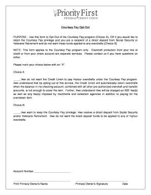 Courtesy Pay Opt-Out Form