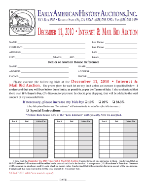 Auction Bid Form