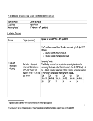 PERFORMANCE REWARD GRANT QUARTERLY MONITORING TEMPLATE Name of Project Lead Officer Reporting Period1 Commit to Change Nasim Akhter 1st February 30th April 2013 1 - calderdaleforward org