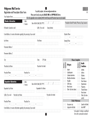 Walgreens Mail Service Registration and Prescription Order Form