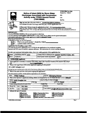 Notice of Intent for Storm Water Permit