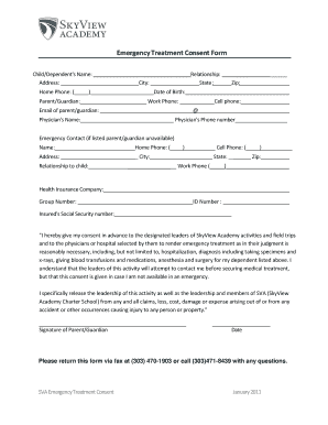 Emergency Treatment Consent Form