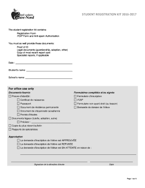 Student Registration Form 2016-2017