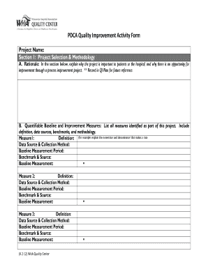 PDCA Quality Improvement Activity Form