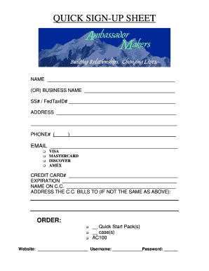 Quick Sign-Up Sheet