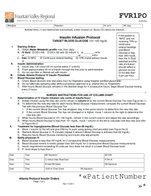 Atlanta Protocol Insulin Orders