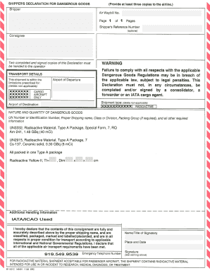 Shipper's Declaration for Dangerous Goods