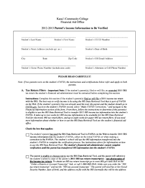 2012-2013 Parent’s Income Verification Form