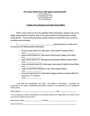Patient Dental Records Transfer Consent Form