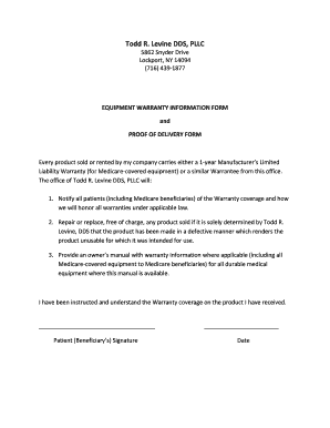 Equipment Warranty Information Form
