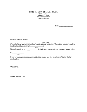 Dental Excuse Note