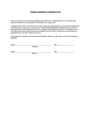 Employee Handbook Verification Form
