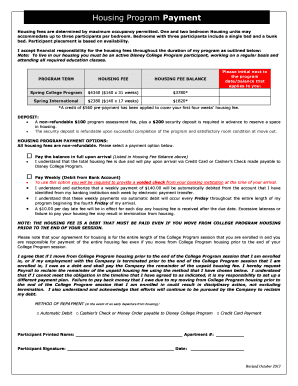 Disney College Program Housing Payment Agreement