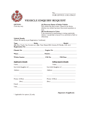 Vehicle Enquiry Request Form