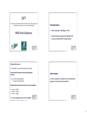 SIFT Milk Feed Guidance