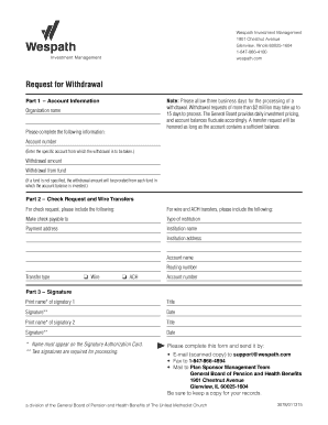 Wespath Withdrawal Request Form