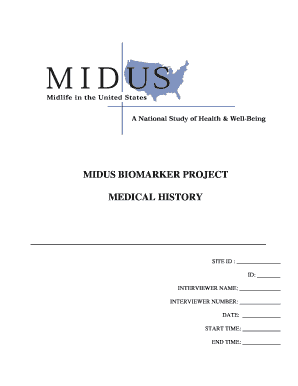 MIDUS Biomarker Project Medical History Form