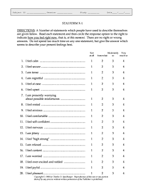 STAI Form X-1 Anxiety Assessment