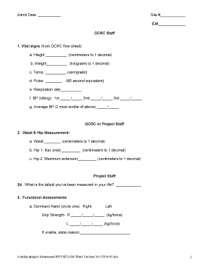 Physical Exam Form